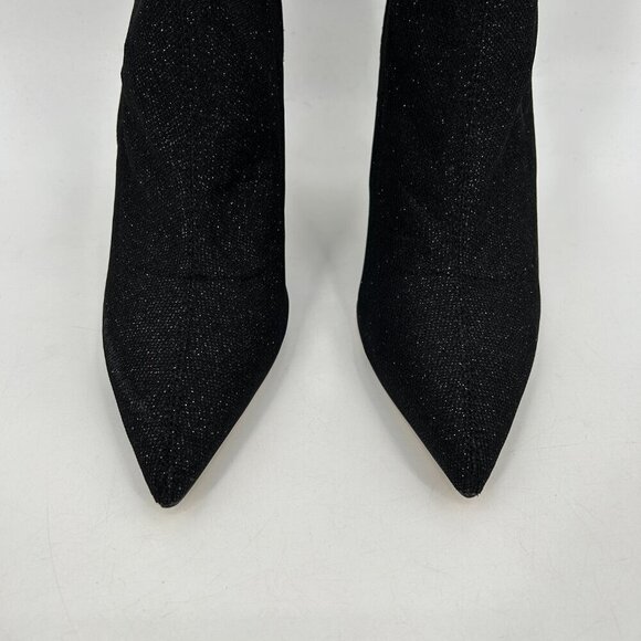 BADGLEY MISCHKA Jewel Black Sparkle Glitter Stretch Pointed Stiletto Booties 9.5 - Picture 4 of 10